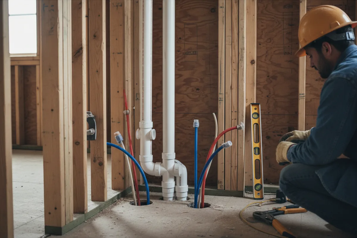 Drain and supply rough-in during Drain Cleaning in Goldsmith