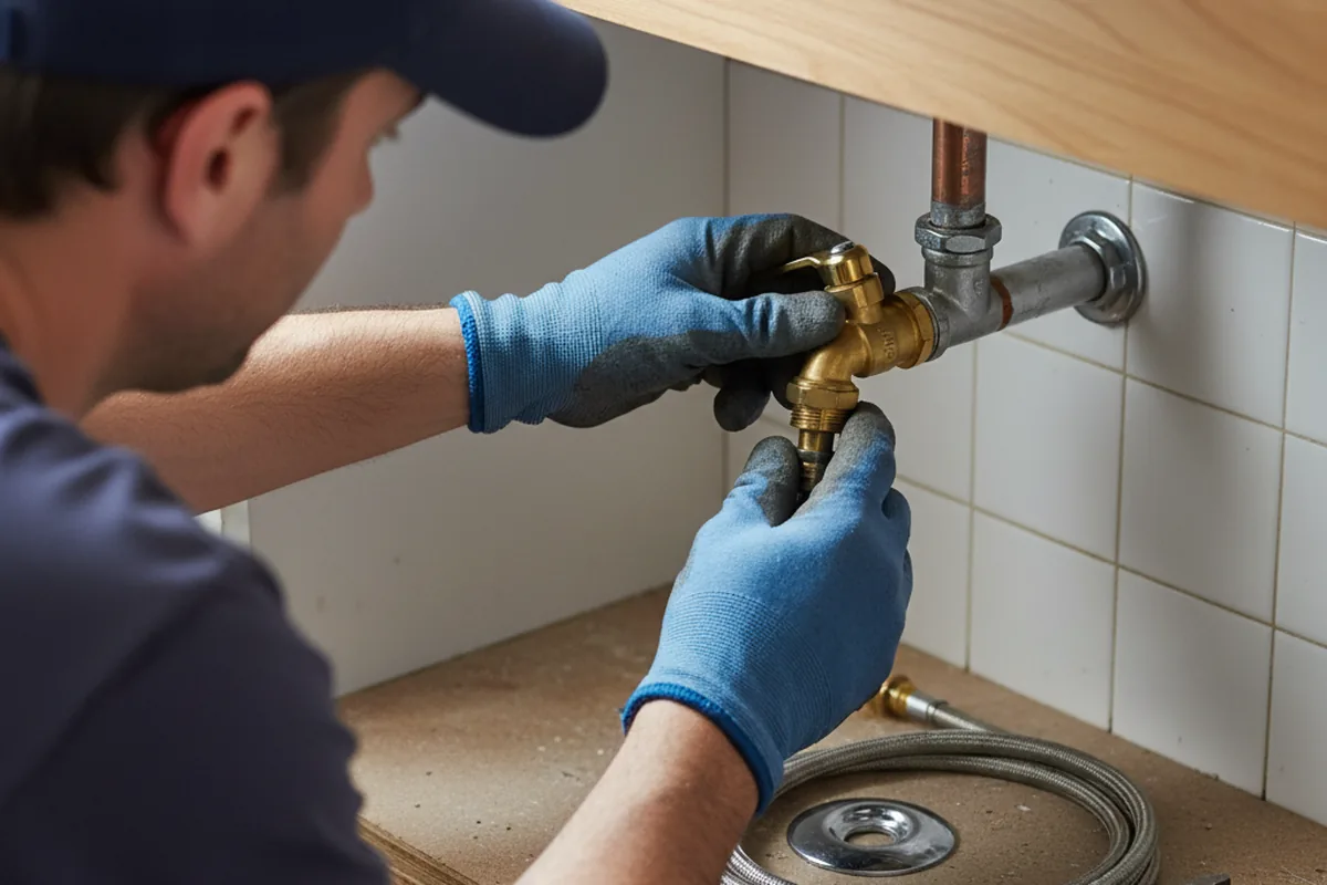 Shutoff valve and fitting work during Faucet and Fixture Repair in Goldsmith